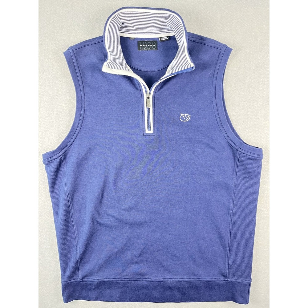 Bobby Jones Vest Mens XL Blue 1930 Pima Cotton Quarter Zip Golf Pullover